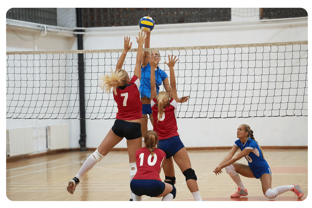 Volleyball player spiking the ball.